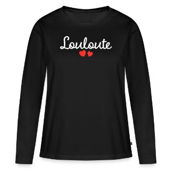 Femme Louloute Humour Mot Affectueux Couple - T-shirt manches longues Premium bio Femme - noir - Devant - Julia (174cm)
