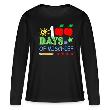 Crayon 100e jour de méfait 100 jours d’école - T-shirt manches longues Premium bio Femme - noir - Devant - Julia (174cm)