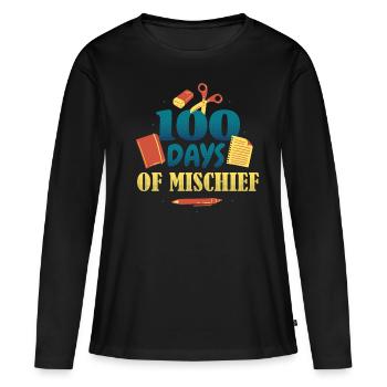 Livres Stylo 100e jour de méfait 100 jours d’école - T-shirt manches longues Premium bio Femme - noir - Devant - Julia (174cm)