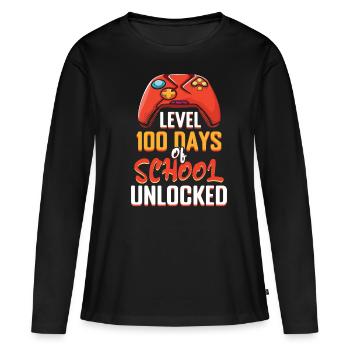 100th Day Gamer Game Happy 100 Days Of School - T-shirt manches longues Premium bio Femme - noir - Devant - Julia (174cm)