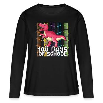 Roar School 100th Day Dinosaur 100 jours d’école - T-shirt manches longues Premium bio Femme - noir - Devant - Julia (174cm)