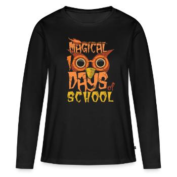 Magie du 100e jour magique 100 jours d’école - T-shirt manches longues Premium bio Femme - noir - Devant - Julia (174cm)