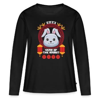 Lapin Hello 2023 Joyeux Nouvel An chinois - T-shirt manches longues Premium bio Femme - noir - Devant - Julia (174cm)