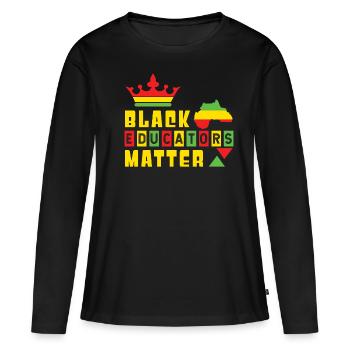 Enseignant noir Éducateur noir Fierté Histoire des Noirs - T-shirt manches longues Premium bio Femme - noir - Devant - Julia (174cm)