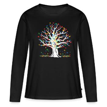 Tree Puzzle Love Special Autism Awareness Day - Frauen Premium Bio Langarmshirt - Schwarz - Vorne - Julia (174cm)
