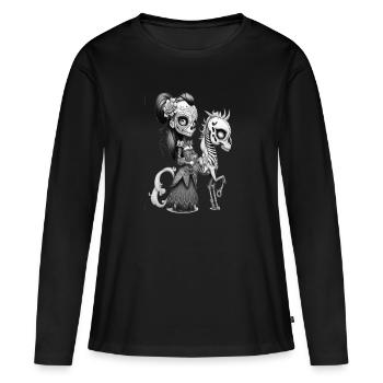 Gothic Manga Doll Anime Darkness Wednesday - Frauen Premium Bio Langarmshirt - Schwarz - Vorne - Julia (174cm)