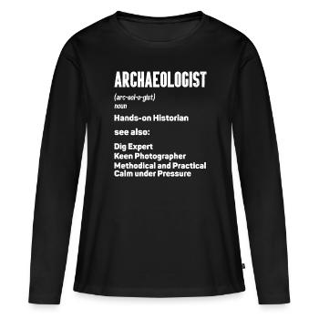 Archéologie - T-shirt manches longues Premium bio Femme - noir - Devant - Julia (174cm)