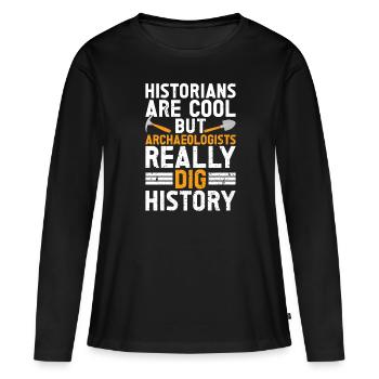 Archéologie - T-shirt manches longues Premium bio Femme - noir - Devant - Julia (174cm)