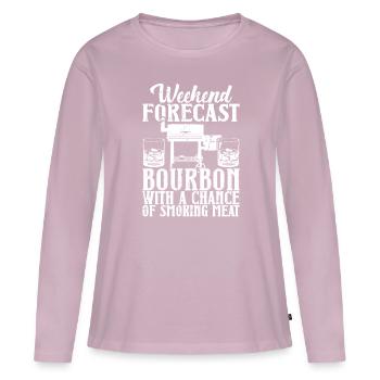Bourbon fumoir barbecue whisky - T-shirt manches longues Premium bio Femme - rose poudré - Devant - Julia (174cm)
