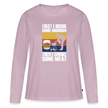 Whisky grillé fumoir bourbon - T-shirt manches longues Premium bio Femme - rose poudré - Devant - Julia (174cm)
