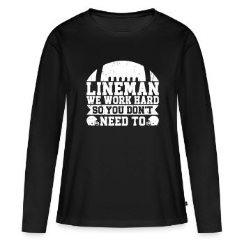 Lineman Joueur de football Offensive Défense - T-shirt manches longues Premium bio Femme - noir - Devant - Julia (174cm)