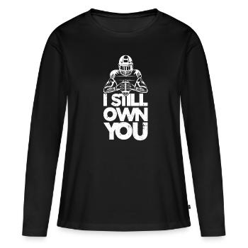 Lineman Joueur de football Offensive Défense - T-shirt manches longues Premium bio Femme - noir - Devant - Julia (174cm)