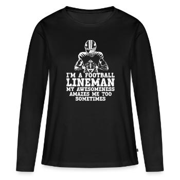 Lineman Joueur de football Offensive Défense - T-shirt manches longues Premium bio Femme - noir - Devant - Julia (174cm)