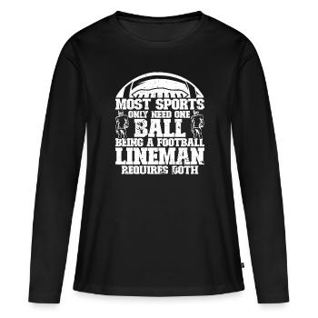 Lineman Joueur de football Offensive Défense - T-shirt manches longues Premium bio Femme - noir - Devant - Julia (174cm)