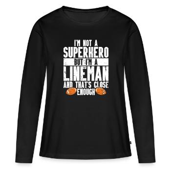 Lineman Joueur de football Offensive Défense - T-shirt manches longues Premium bio Femme - noir - Devant - Julia (174cm)