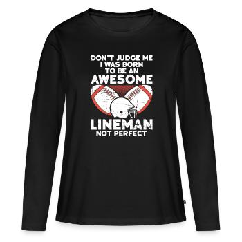 Lineman Joueur de football Offensive Défense - T-shirt manches longues Premium bio Femme - noir - Devant - Julia (174cm)