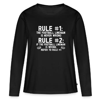 Lineman Joueur de football Offensive Défense - T-shirt manches longues Premium bio Femme - noir - Devant - Julia (174cm)