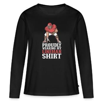 Lineman Joueur de football Offensive Défense - T-shirt manches longues Premium bio Femme - noir - Devant - Julia (174cm)