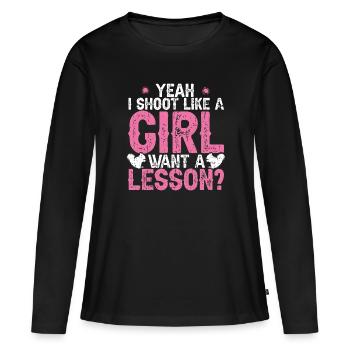 Chasse à l’écureuil - T-shirt manches longues Premium bio Femme - noir - Devant - Julia (174cm)