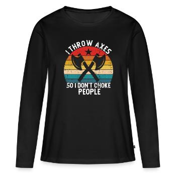 Axe Throw Axe Throwing Game - Women's Premium Organic Long Sleeve Shirt - black - Front - Julia (174cm)