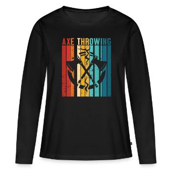 Axe Throw Axe Throwing Game - Women's Premium Organic Long Sleeve Shirt - black - Front - Julia (174cm)