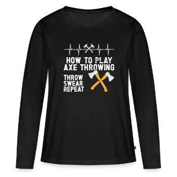 Axe Throw Axe Throwing Game - Women's Premium Organic Long Sleeve Shirt - black - Front - Julia (174cm)