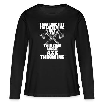 Axe Throw Axe Throwing Game - Women's Premium Organic Long Sleeve Shirt - black - Front - Julia (174cm)