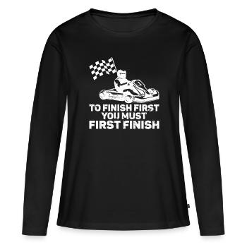 Faire du karting - T-shirt manches longues Premium bio Femme - noir - Devant - Julia (174cm)