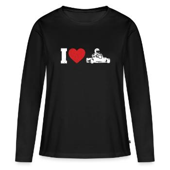 Faire du karting - T-shirt manches longues Premium bio Femme - noir - Devant - Julia (174cm)