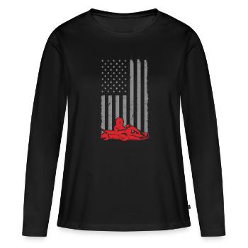 Faire du karting - T-shirt manches longues Premium bio Femme - noir - Devant - Julia (174cm)
