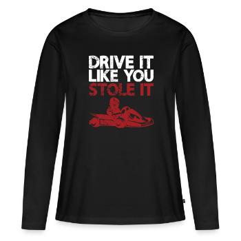 Faire du karting - T-shirt manches longues Premium bio Femme - noir - Devant - Julia (174cm)