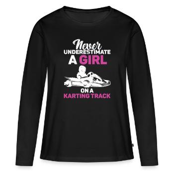 Faire du karting - T-shirt manches longues Premium bio Femme - noir - Devant - Julia (174cm)