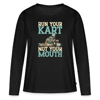 Geh Kart - Frauen Premium Bio Langarmshirt - Schwarz - Vorne - Julia (174cm)