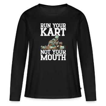 Faire du karting - T-shirt manches longues Premium bio Femme - noir - Devant - Julia (174cm)