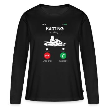 Faire du karting - T-shirt manches longues Premium bio Femme - noir - Devant - Julia (174cm)