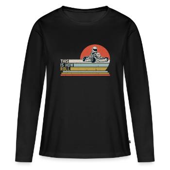 Faire du karting - T-shirt manches longues Premium bio Femme - noir - Devant - Julia (174cm)