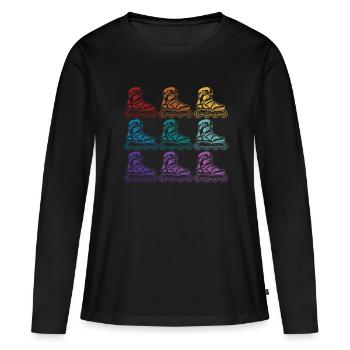 Rollschuhe - Frauen Premium Bio Langarmshirt - Schwarz - Vorne - Julia (174cm)