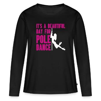 Pole Dance - T-shirt manches longues Premium bio Femme - noir - Devant - Julia (174cm)