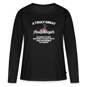 Ménage - T-shirt manches longues Premium bio Femme - noir - Devant - Julia (174cm)