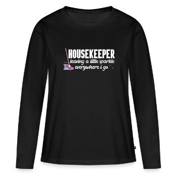 Ménage - T-shirt manches longues Premium bio Femme - noir - Devant - Julia (174cm)