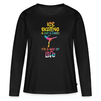 Eislaufen - Frauen Premium Bio Langarmshirt - Schwarz - Vorne - Julia (174cm)