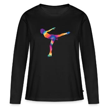 Eislaufen - Frauen Premium Bio Langarmshirt - Schwarz - Vorne - Julia (174cm)