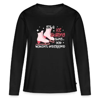 Eislaufen - Frauen Premium Bio Langarmshirt - Schwarz - Vorne - Julia (174cm)