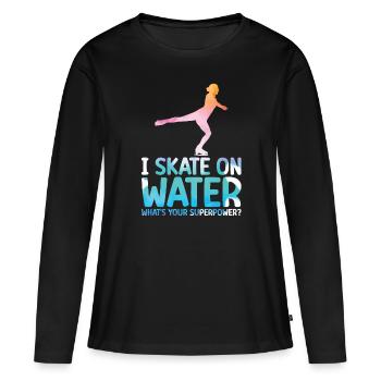 Eislaufen - Frauen Premium Bio Langarmshirt - Schwarz - Vorne - Julia (174cm)