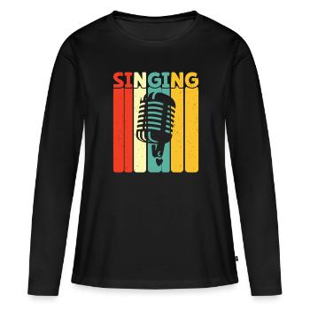 Singen - Frauen Premium Bio Langarmshirt - Schwarz - Vorne - Julia (174cm)