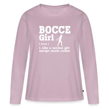 Lyonnaises - T-shirt manches longues Premium bio Femme - rose poudré - Devant - Julia (174cm)
