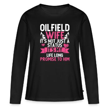 Champ pétrolifère - T-shirt manches longues Premium bio Femme - noir - Devant - Julia (174cm)