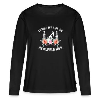 Champ pétrolifère - T-shirt manches longues Premium bio Femme - noir - Devant - Julia (174cm)