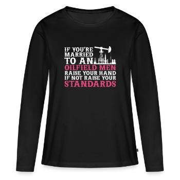 Champ pétrolifère - T-shirt manches longues Premium bio Femme - noir - Devant - Julia (174cm)