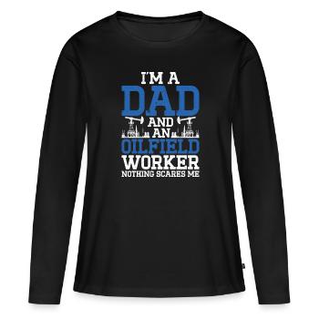 Champ pétrolifère - T-shirt manches longues Premium bio Femme - noir - Devant - Julia (174cm)